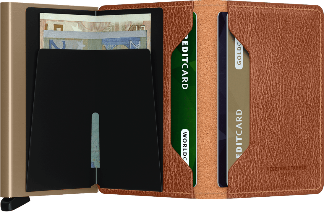 Slimwallet vegetable tanned caramello-sand open