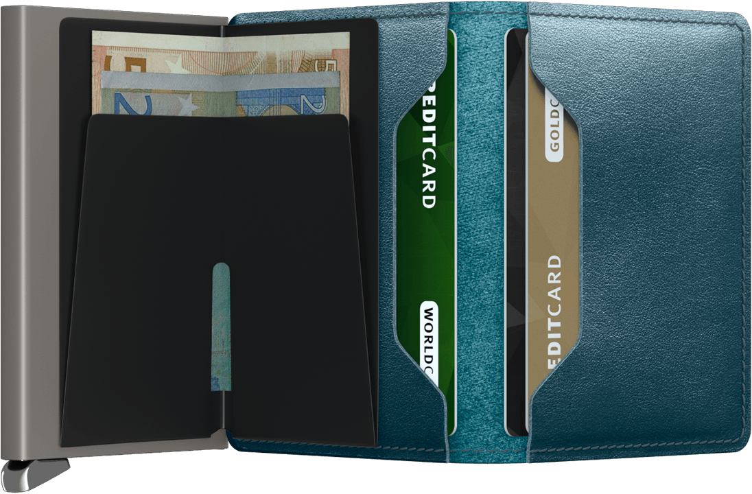 premium slimwallet dusk teal open