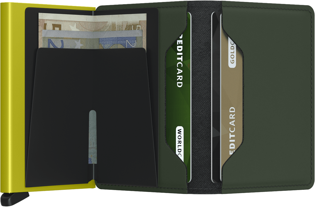 Slimwallet Matte Green-Lime open