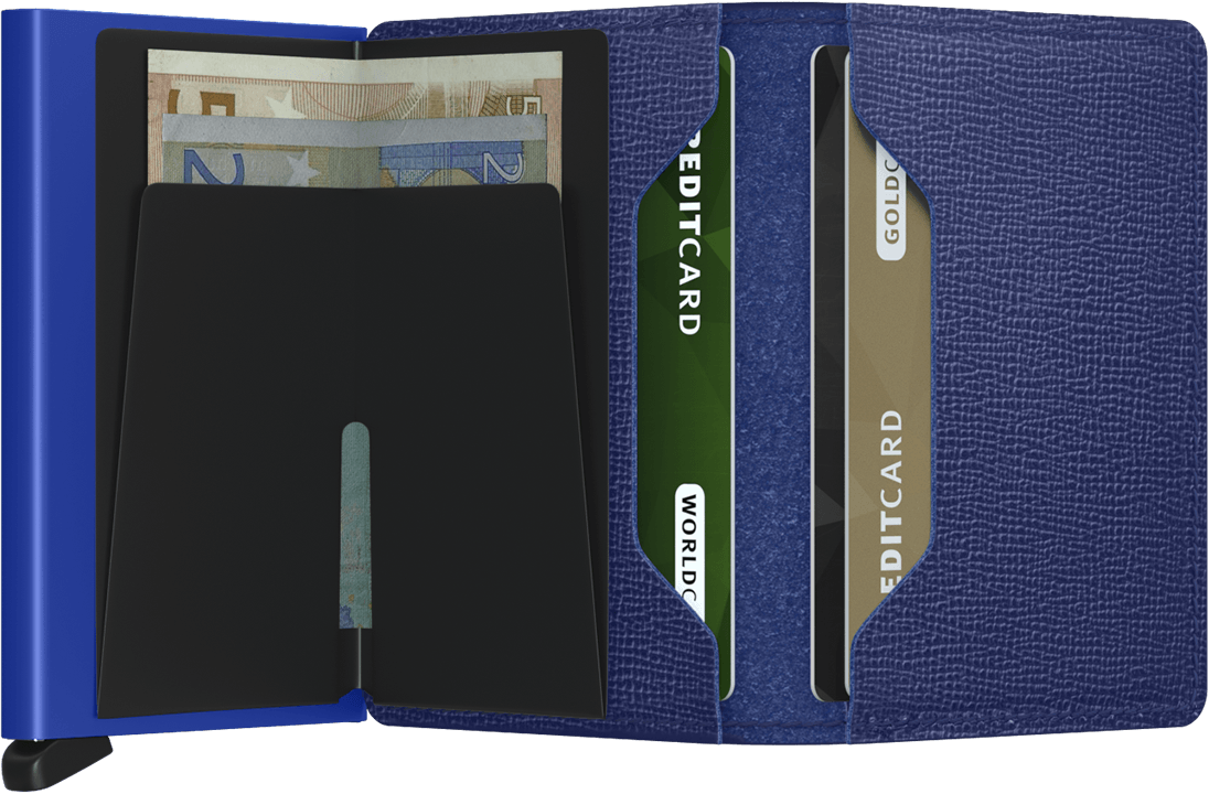 Slimwallet Crisple Cobalt open