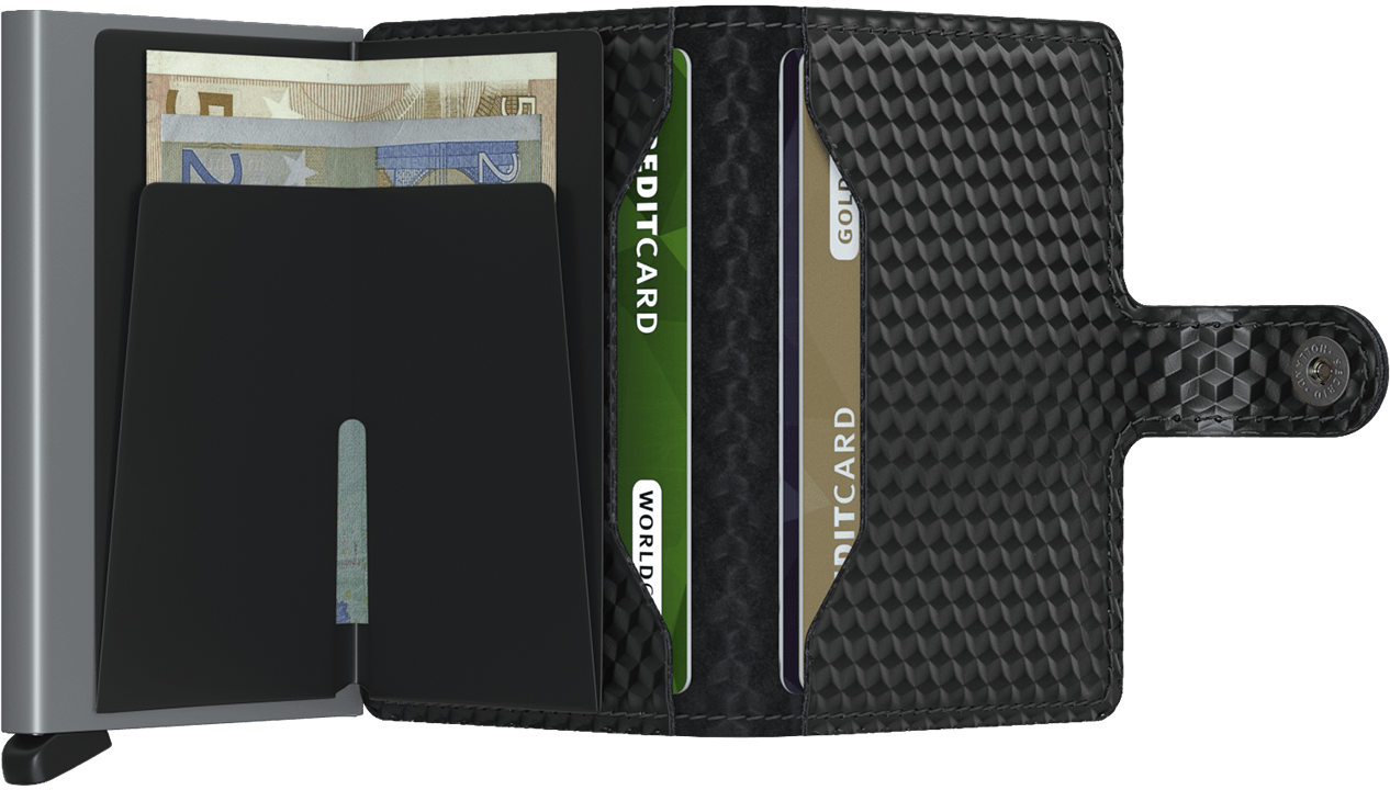 Miniwallet Cubic Black-Titanium open