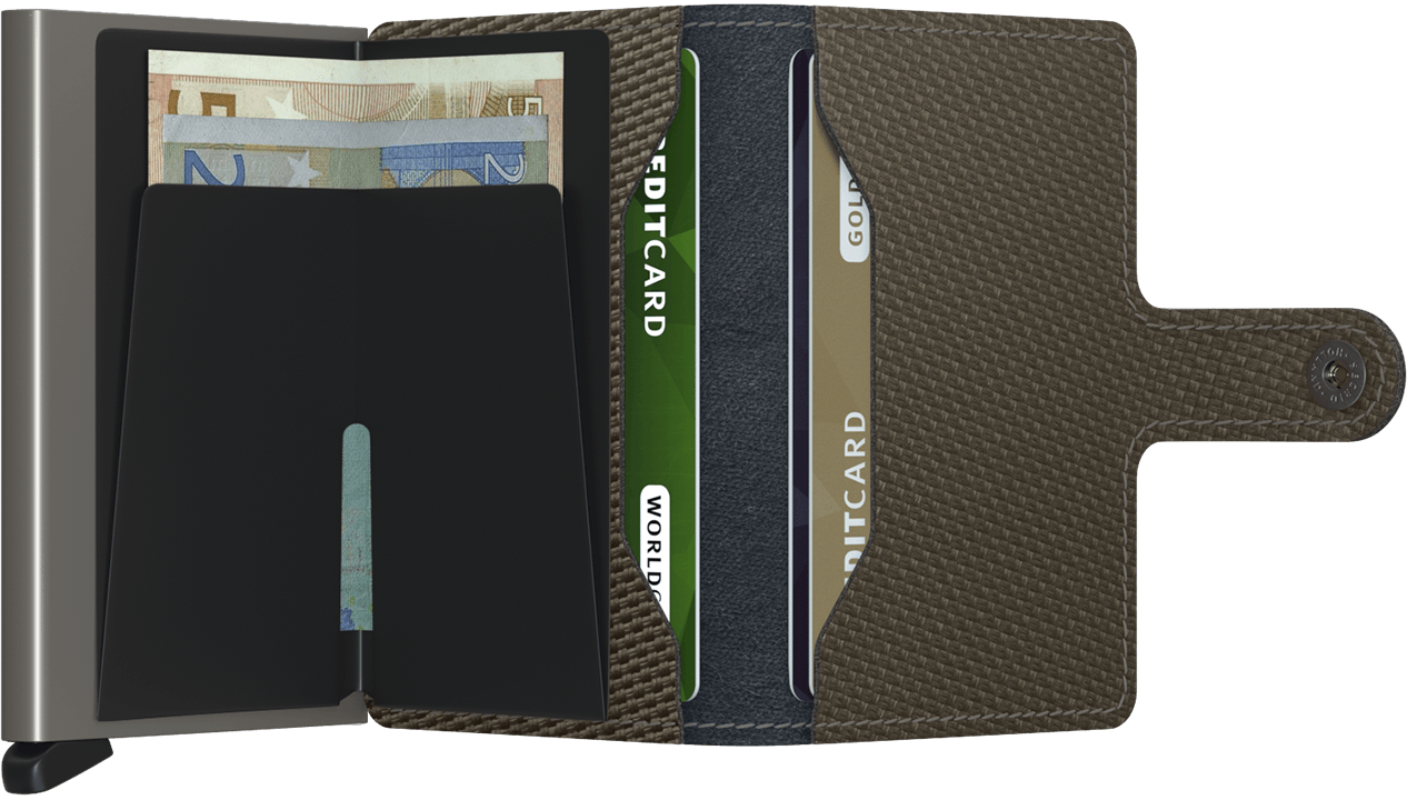 Miniwallet Carbon Khaki open