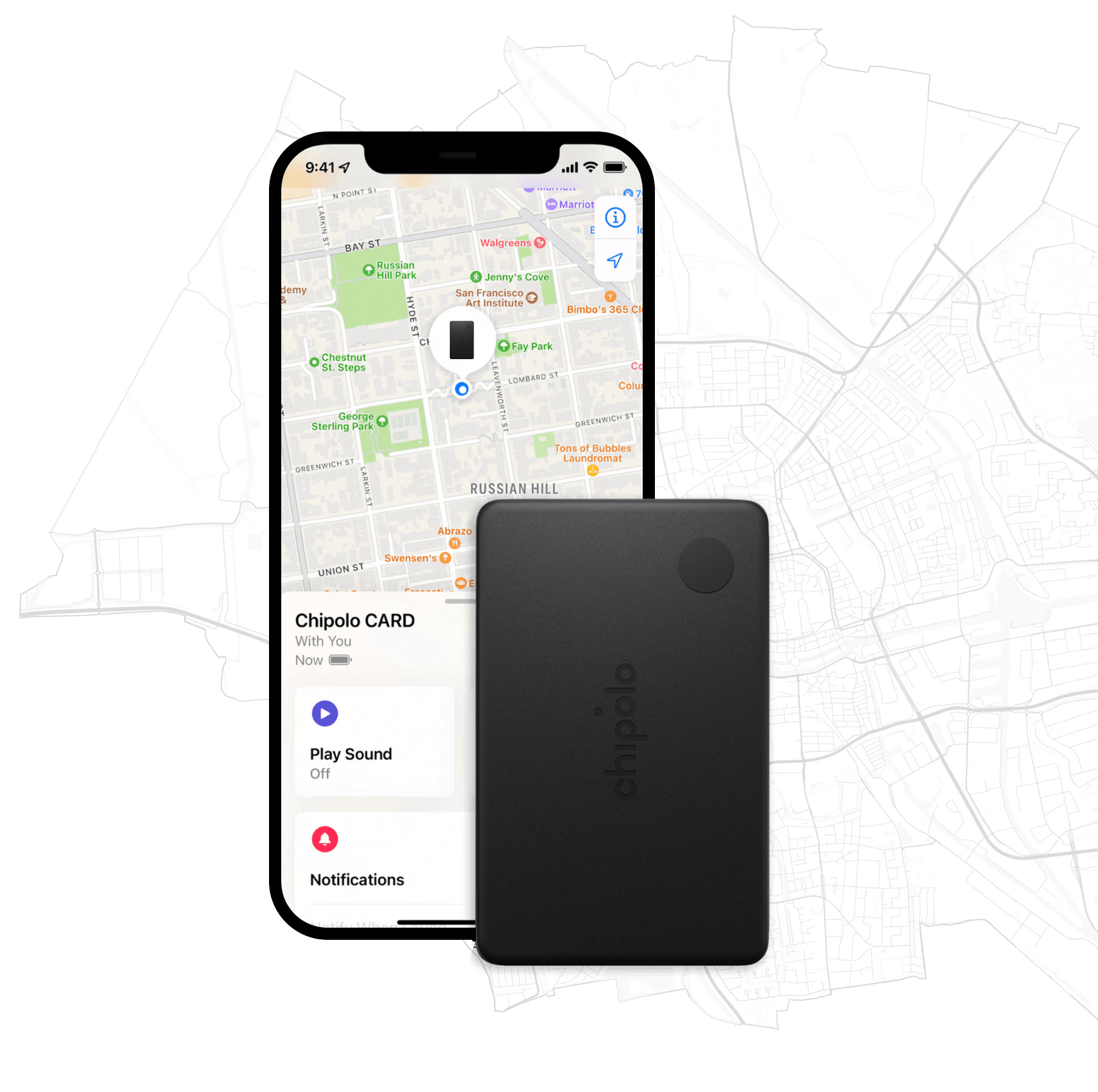 iPhone with Find My wallet app combined with Chipolo tracker