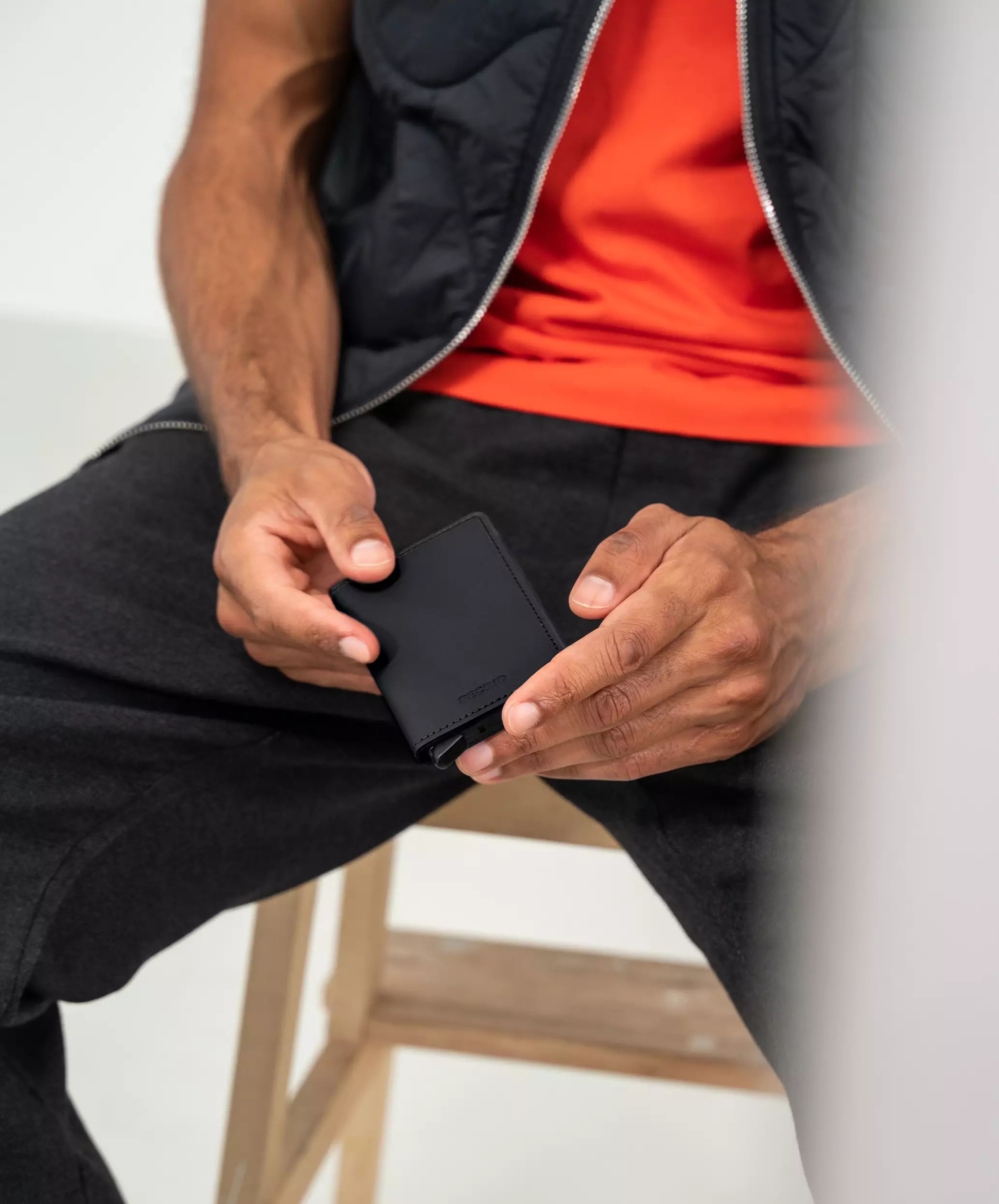 Real life image of the slimwallet-matte-black wallet