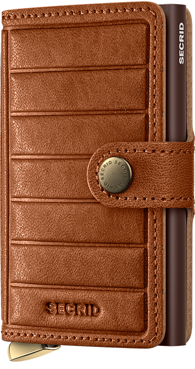 Miniwallet Emboss Lines Cognac Plus Front
