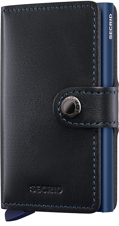 Front view image of miniwallet-original-black-navy wallet