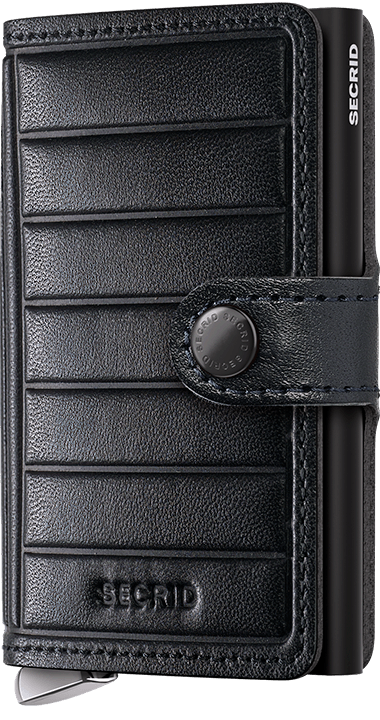 Front view image of premium-miniwallet-emboss-lines-black-- wallet