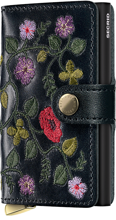 Miniwallet Stitch Floral Black Plus Front