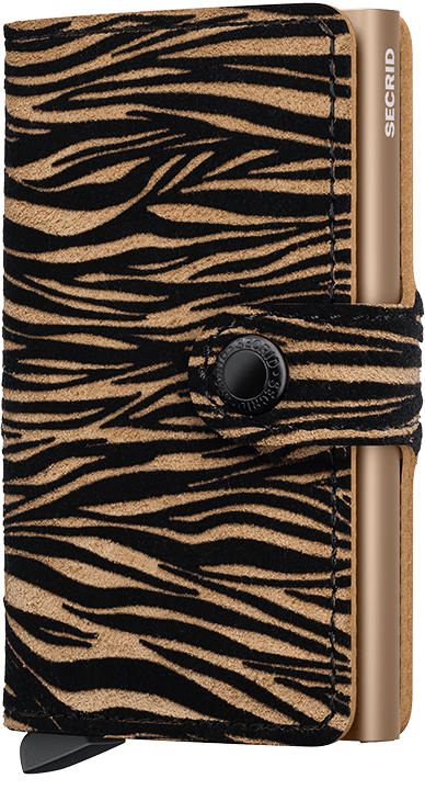 Front view image of miniwallet-zebra-beige wallet