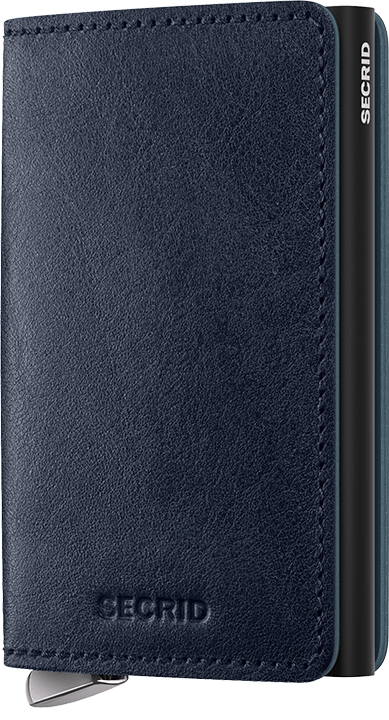 Front view image of premium-slimwallet-basco-navy wallet