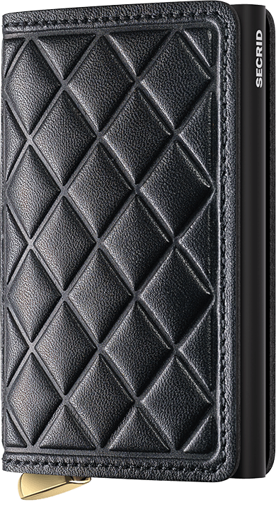 Front view image of premium-slimwallet-emboss-diamond-black wallet