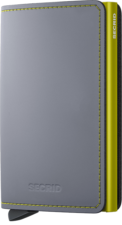 Slimwallet Matte Grey-Lime Front