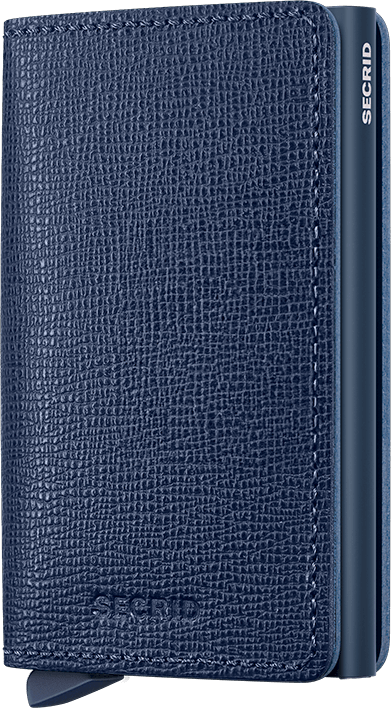 Front view image of slimwallet-crisple-navy wallet