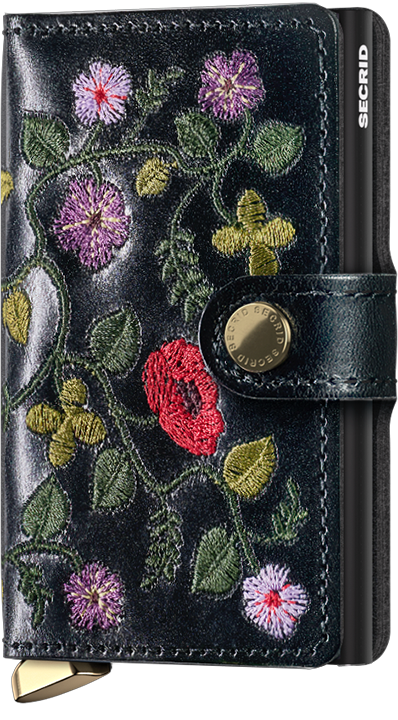Secrid miniwallet stitch floral black front