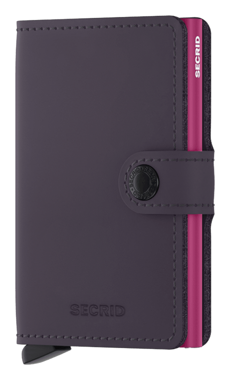 Front view image of miniwallet-matte-dark-purple-fuchsia wallet