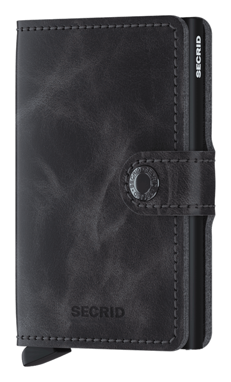 Front view image of miniwallet-vintage-grey-black wallet