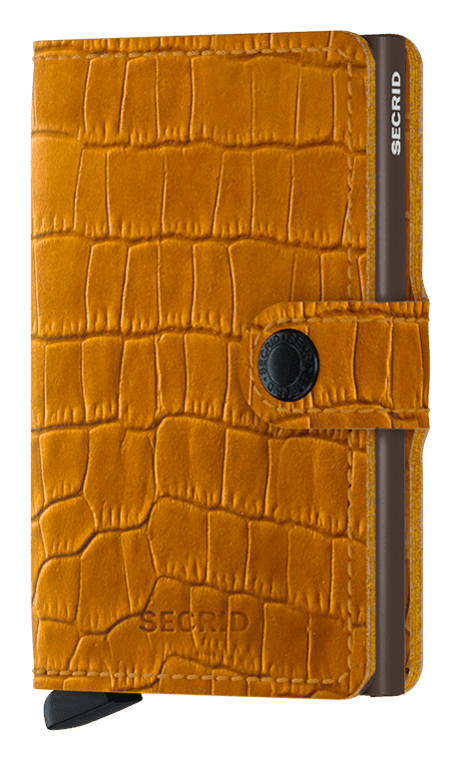 Front view image of miniwallet-cleo-ochre-brown wallet