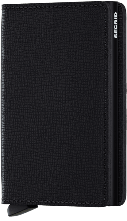 Front view image of slimwallet-crisple-black wallet