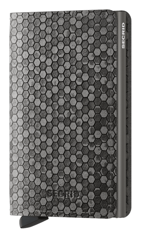 Front view image of slimwallet-hexagon-grey wallet