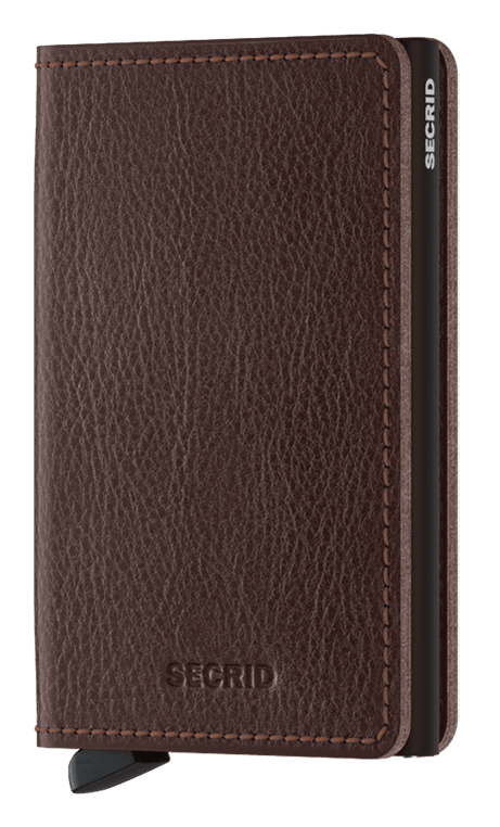 Front view image of slimwallet-veg-espresso-brown wallet