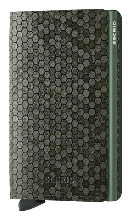 Front view image of slimwallet-hexagon-green wallet